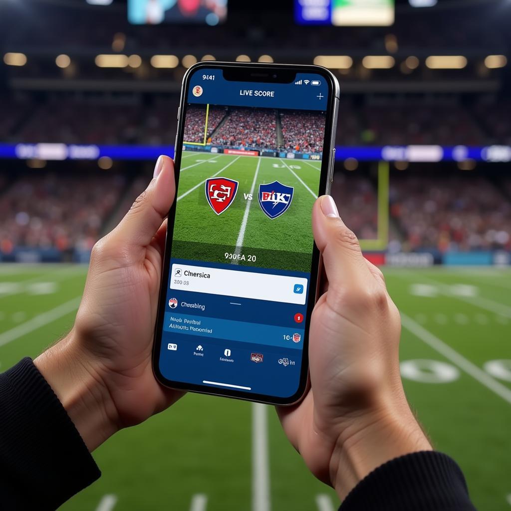 NFL live score app on smartphone