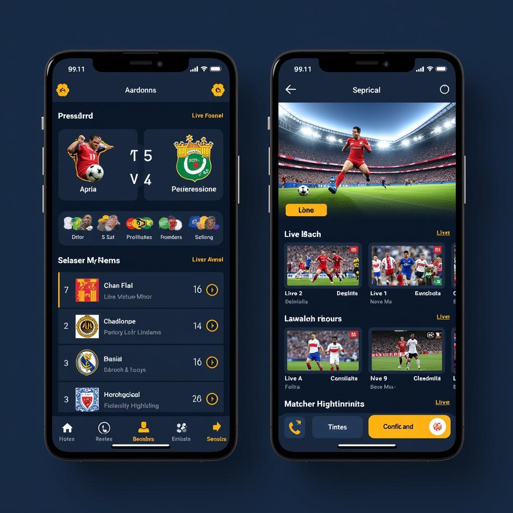 Live football streaming app interface