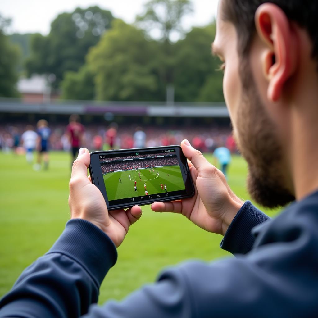 Live football app on a mobile device