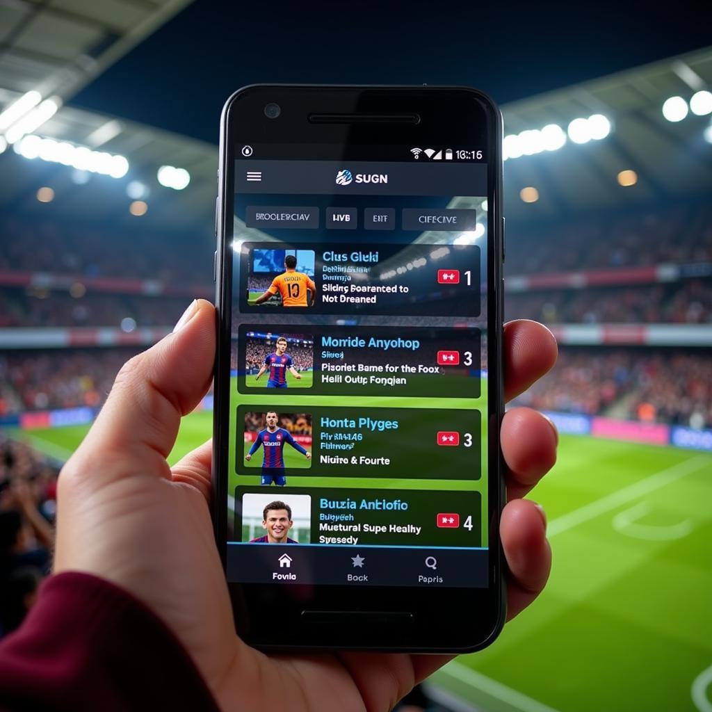 Live football streaming apps on smartphone