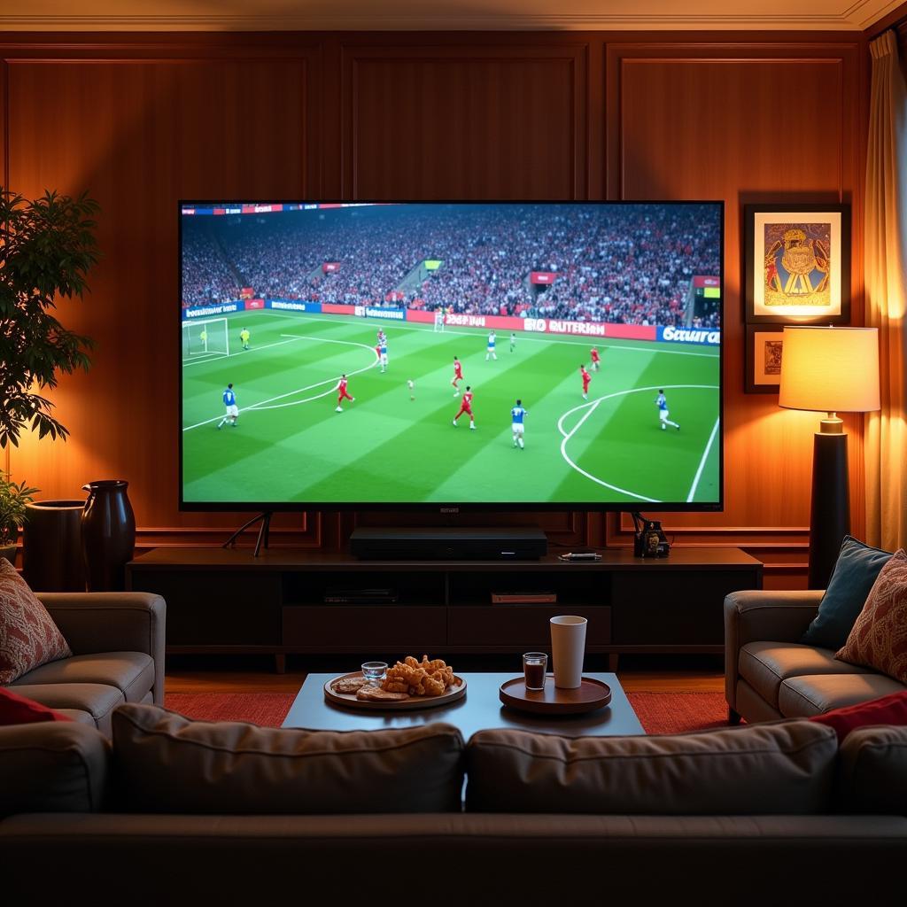 A football fan's dream setup for watching live games