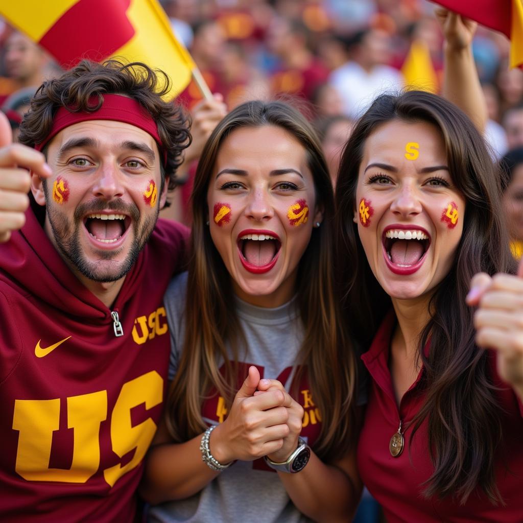 USC fans celebrating a touchdown