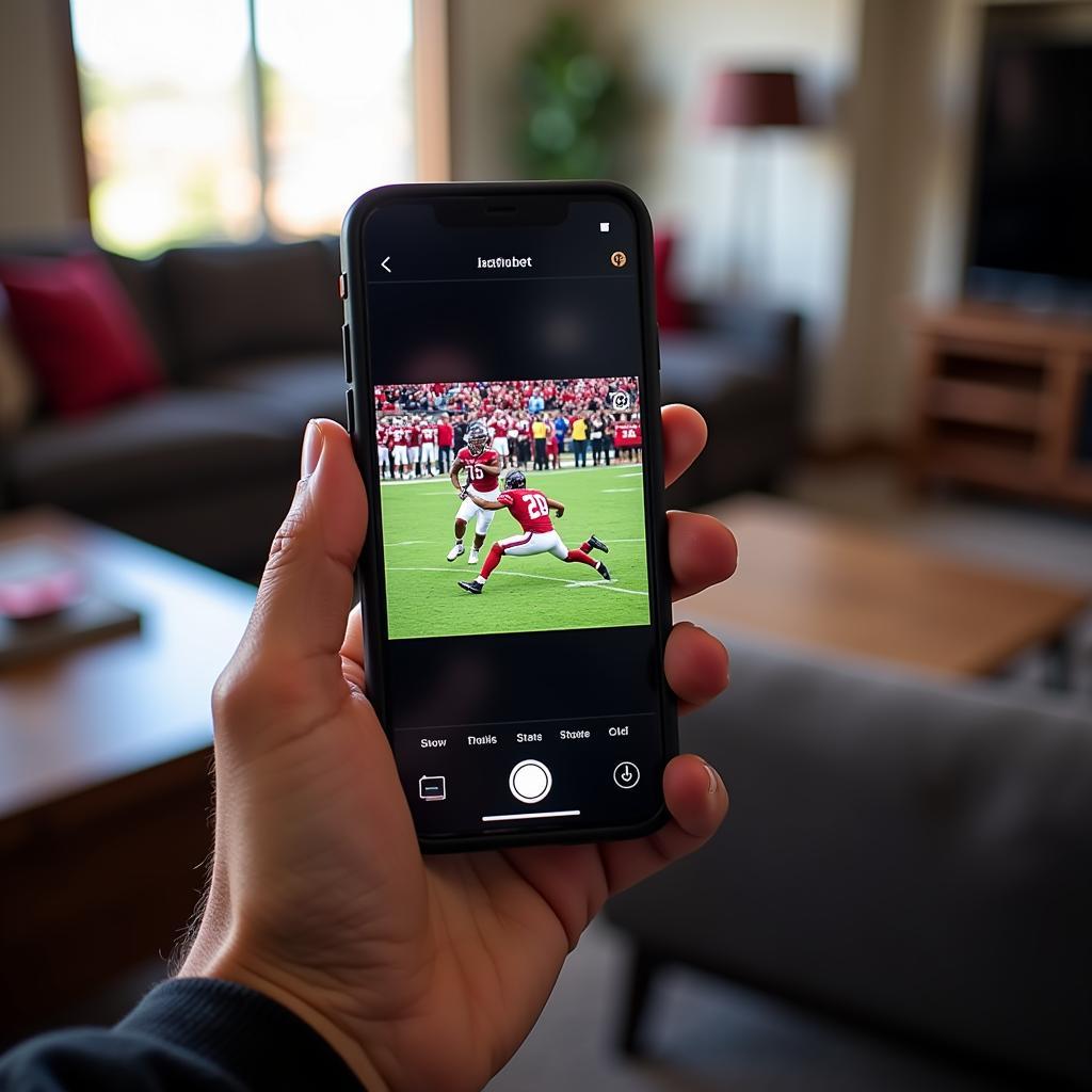 Watching a Utah State football game on a smartphone via Facebook Live