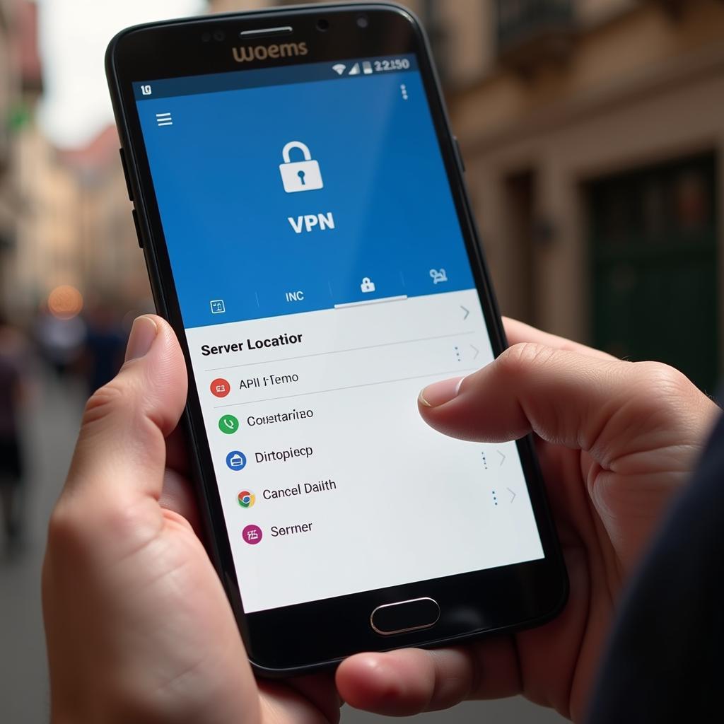 A person using a VPN app on their smartphone