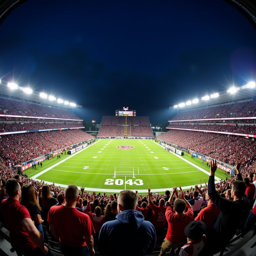 Fans cheering at an American football game