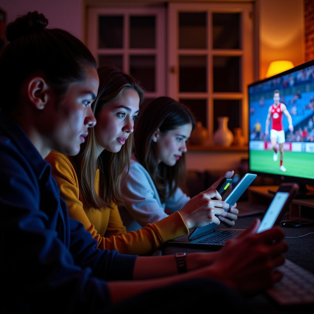 Fans watching Aussie Rules Football live stream on their devices