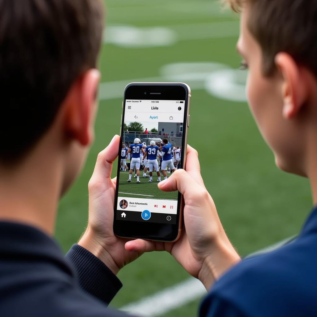 Fans watching Bloom Carroll Bulldogs football live stream on a mobile device