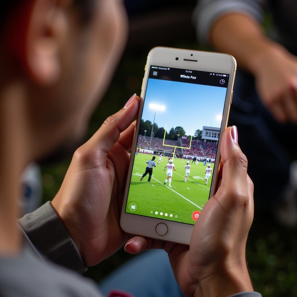 A person watching a Buford High School football live stream on their phone