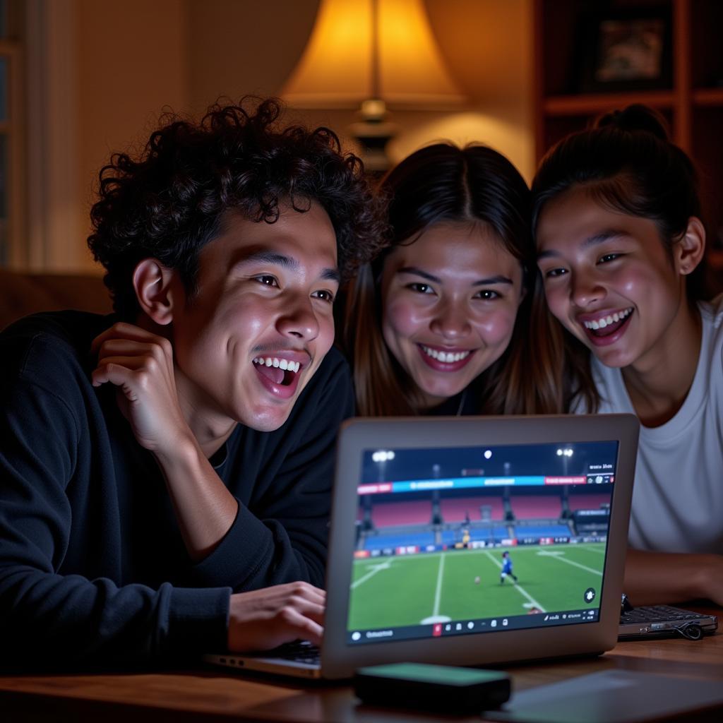 Fans watching CIF State Football Playoffs on a laptop