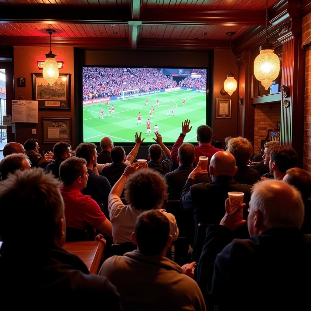 Fans watching FA Cup live at a pub