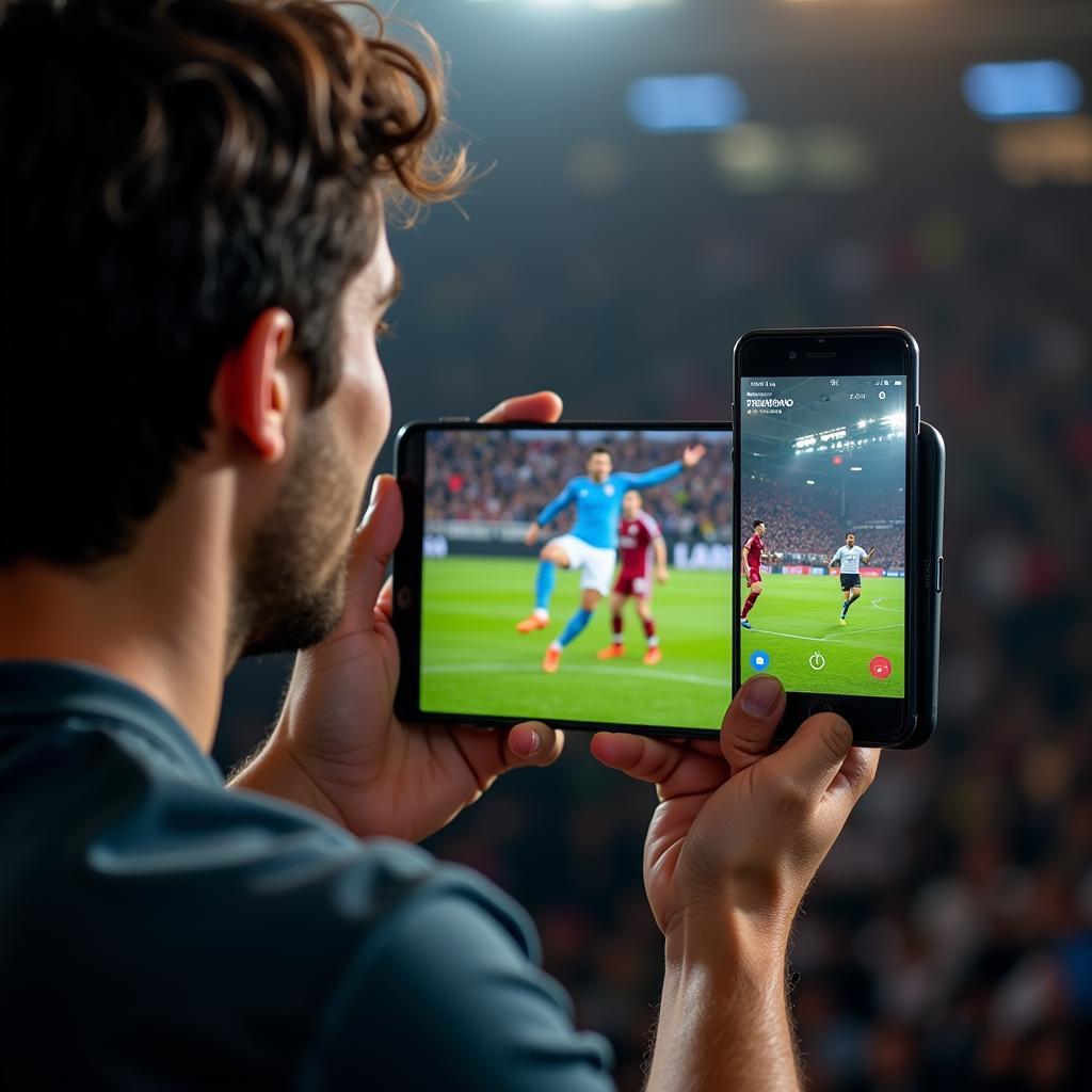 Watching Football Live Stream on Smartphone