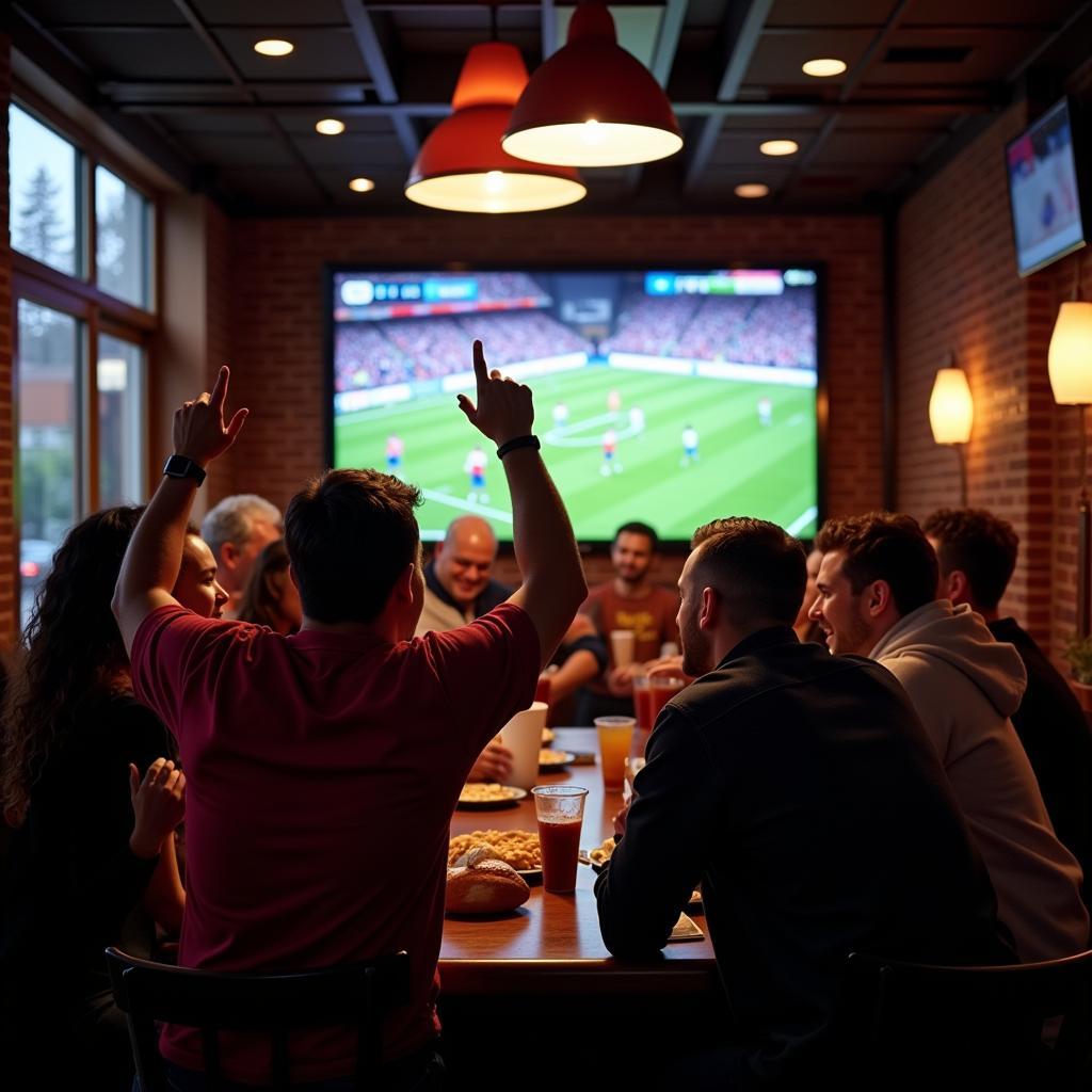 Friends enjoying an American League Football game at a sports bar