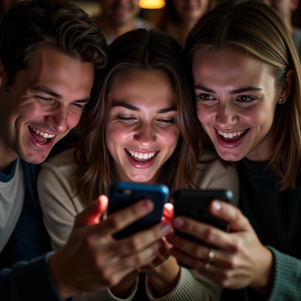 Fans watching live football on their phones