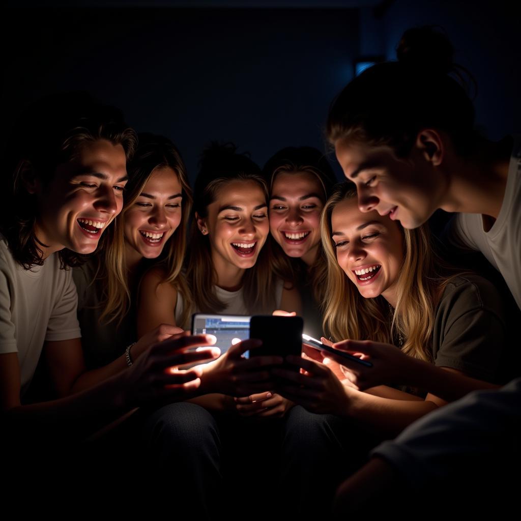 Fans watching live football on phone