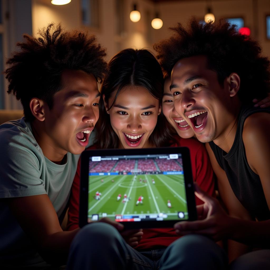 Friends Watching NFL Game on Tablet