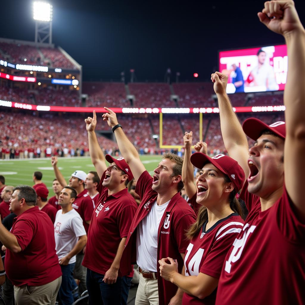 Fans cheering for Oklahoma Football