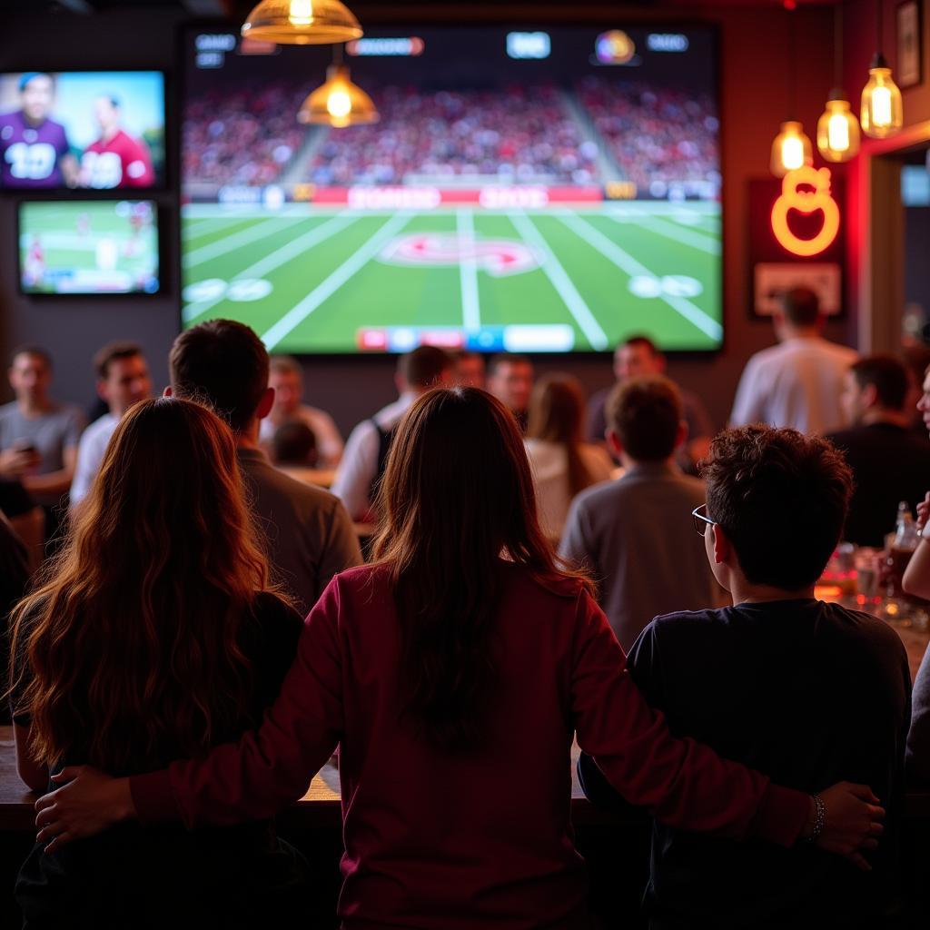 Fans watching the game live on their devices