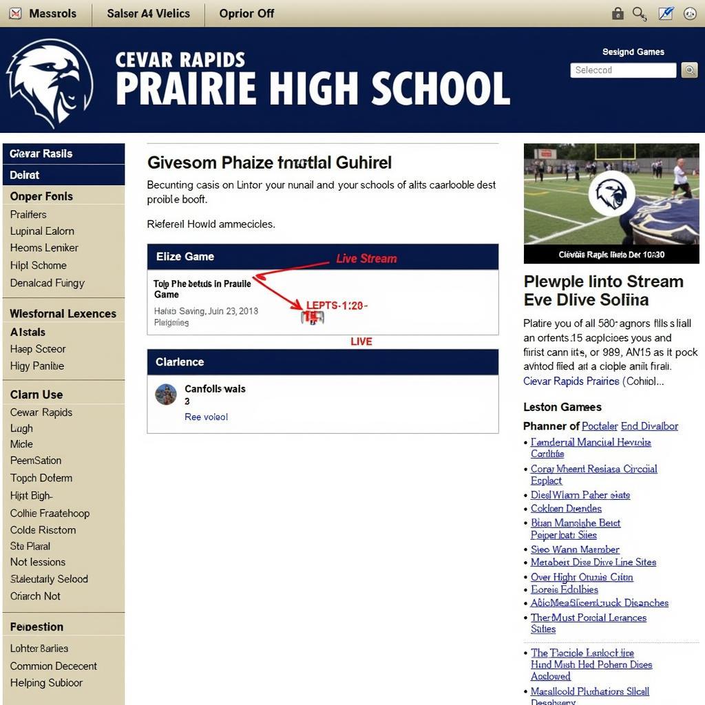 Website trường trung học Cedar Rapids Prairie