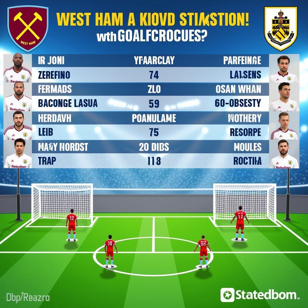 Graphics displaying key stats and formations for West Ham and Burnley