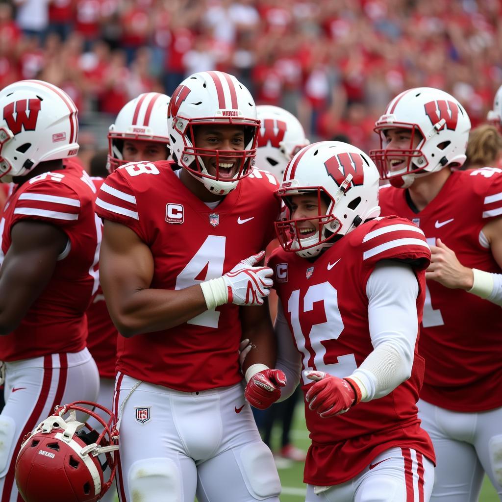 Wisconsin Football Players Celebrating