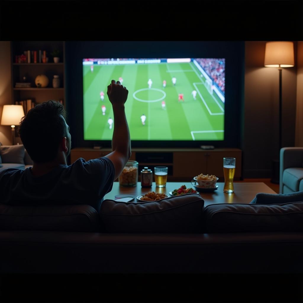 Watching live football on TV