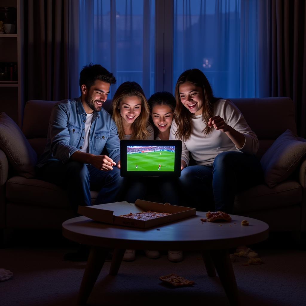 Fans watching football live stream on their devices