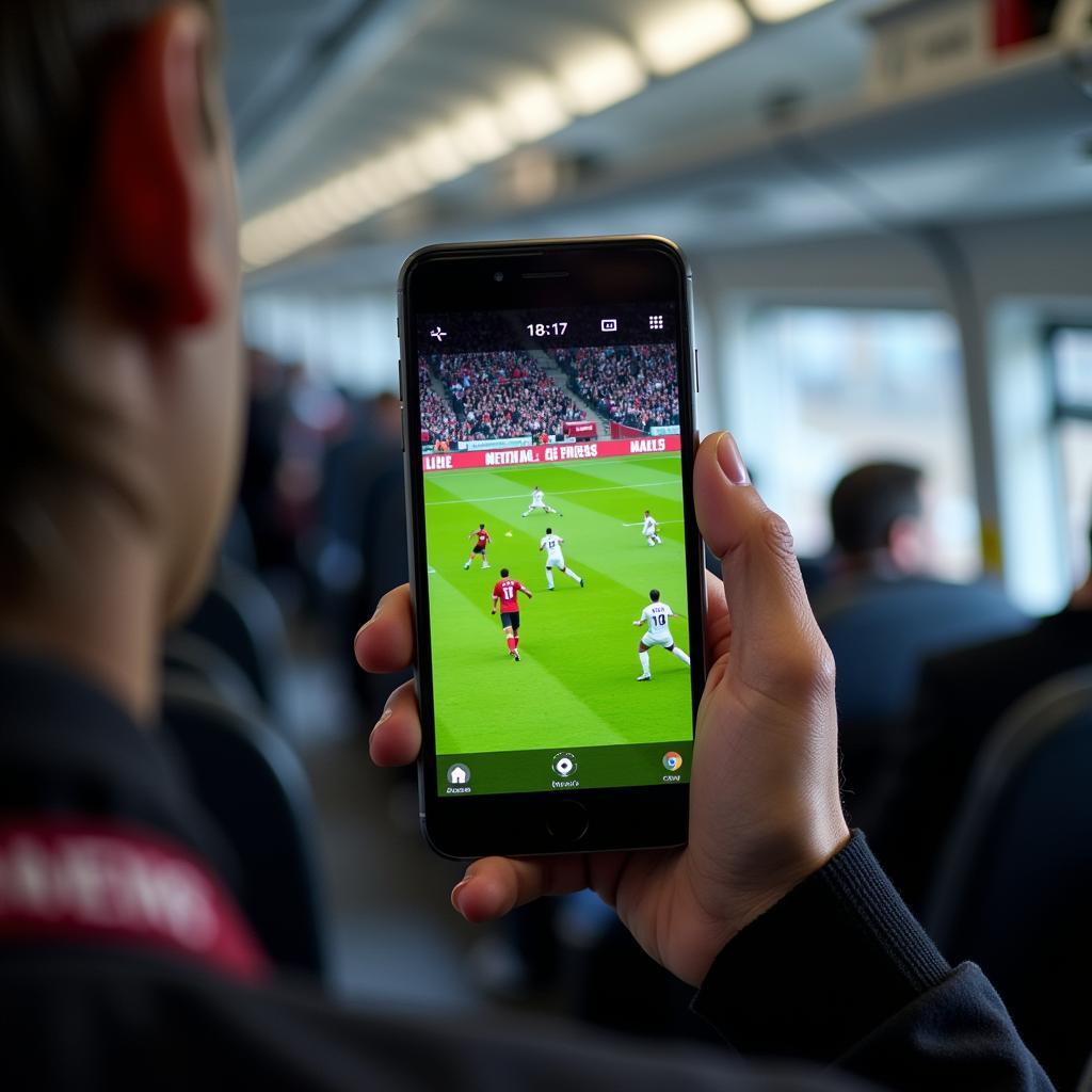 Watching live football on a mobile phone