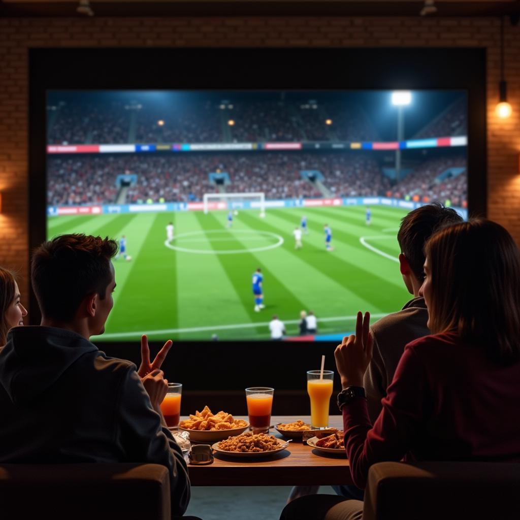 Group of Friends Watching Live Football Scores