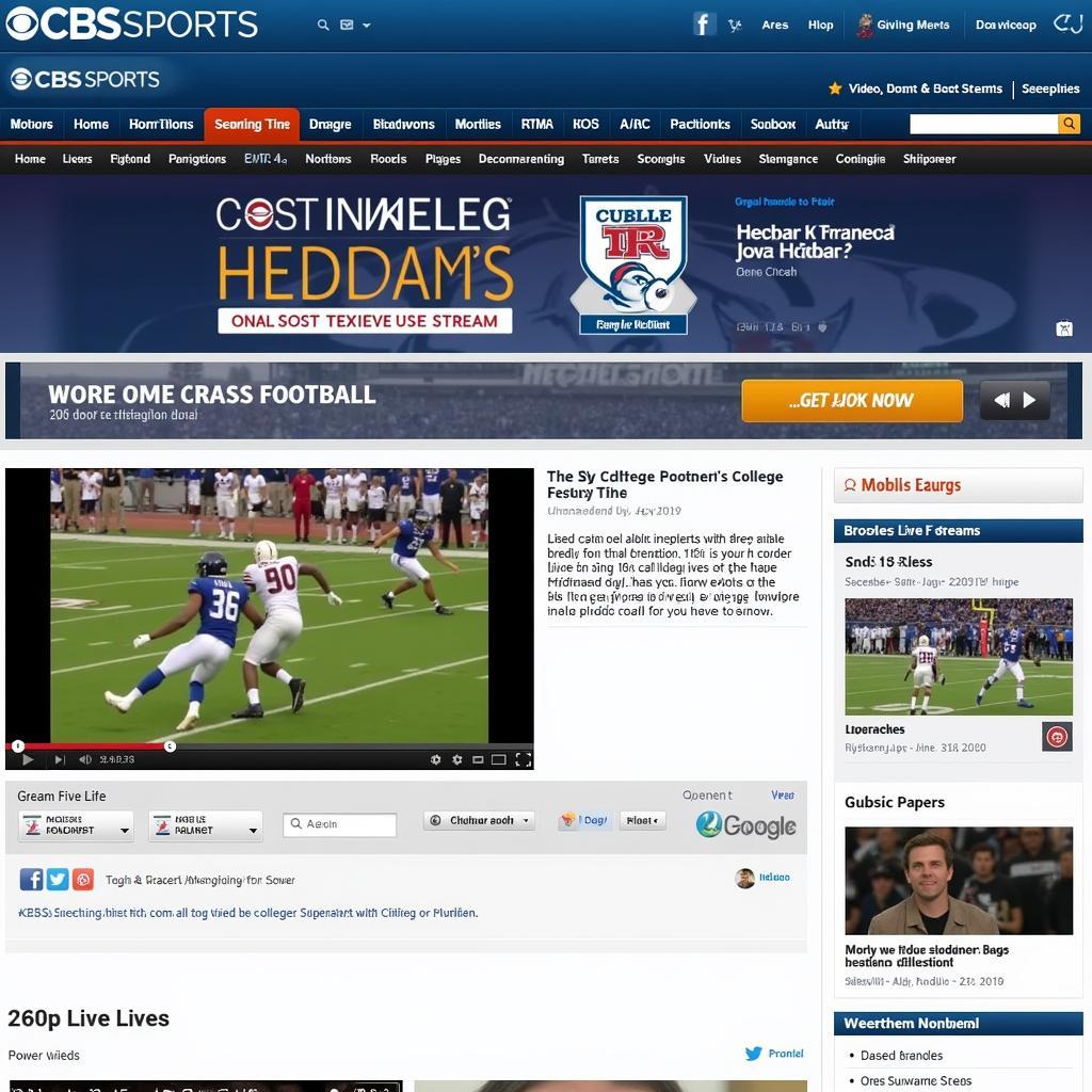 Watching CBS Sports College Football Live on Website