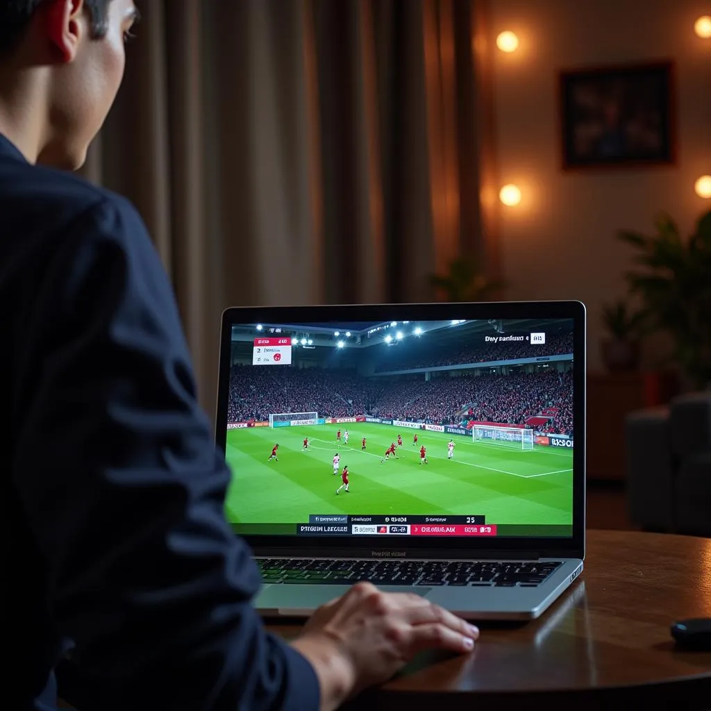 Live Premier League football on a laptop