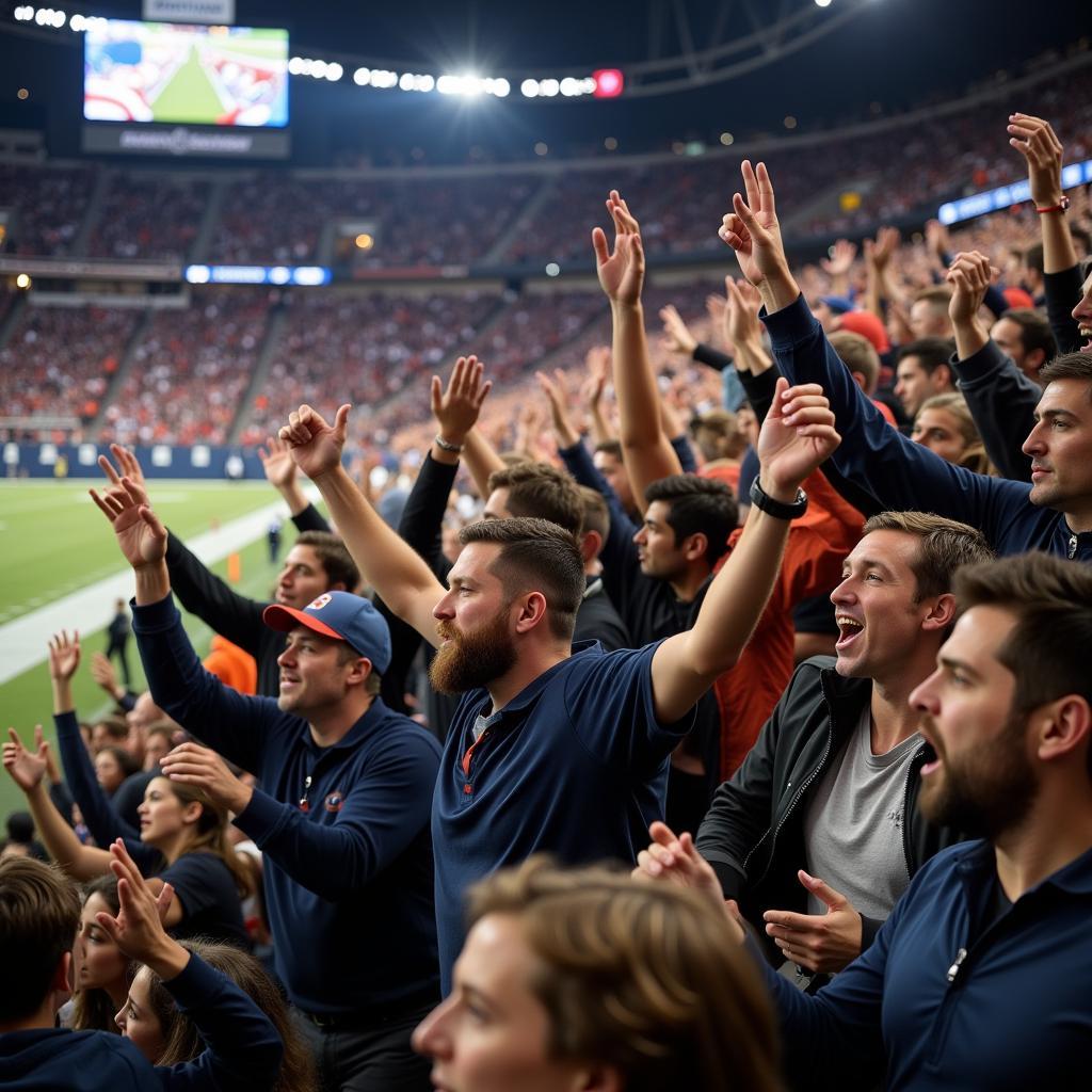 Fans celebrating a touchdown during the 2017 football playoffs