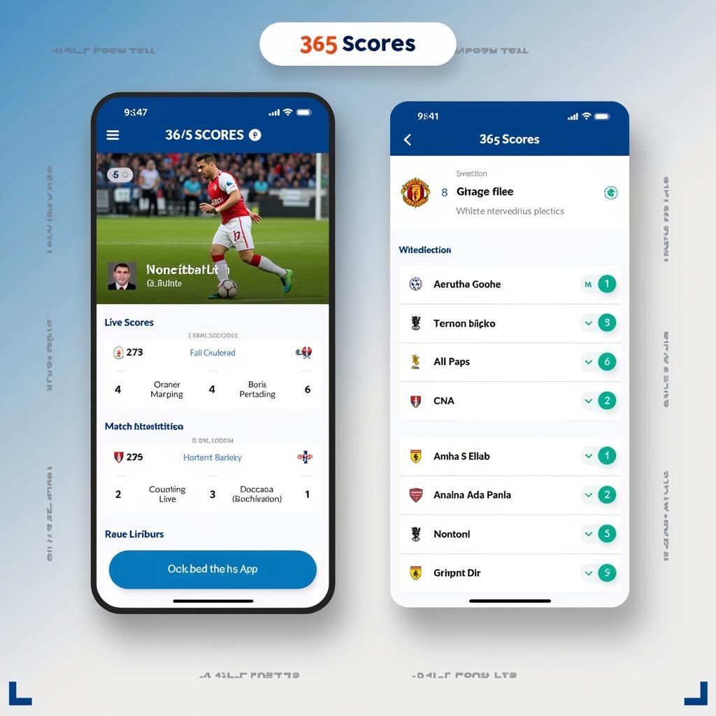 365Scores App Interface Showing Live Football Scores and Match Statistics