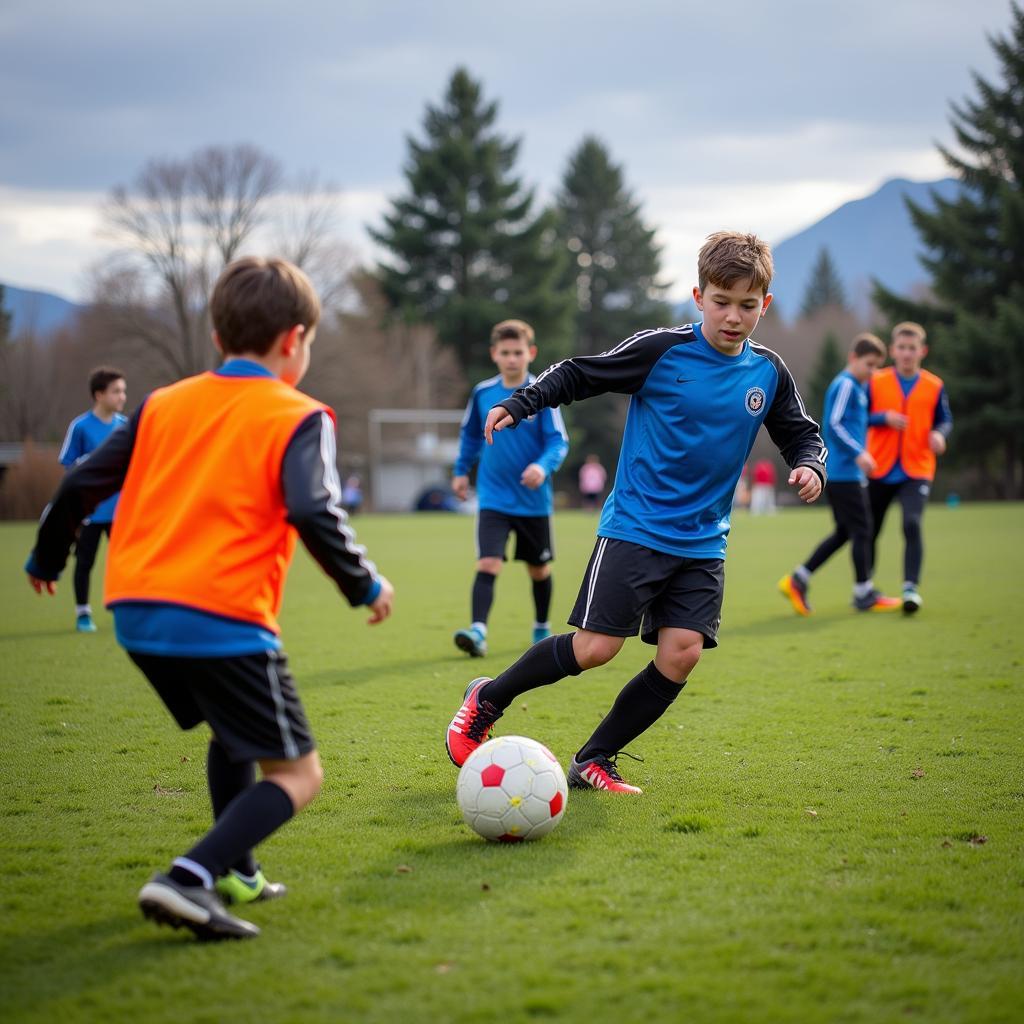 Abbotsford Youth Football Team Practicing