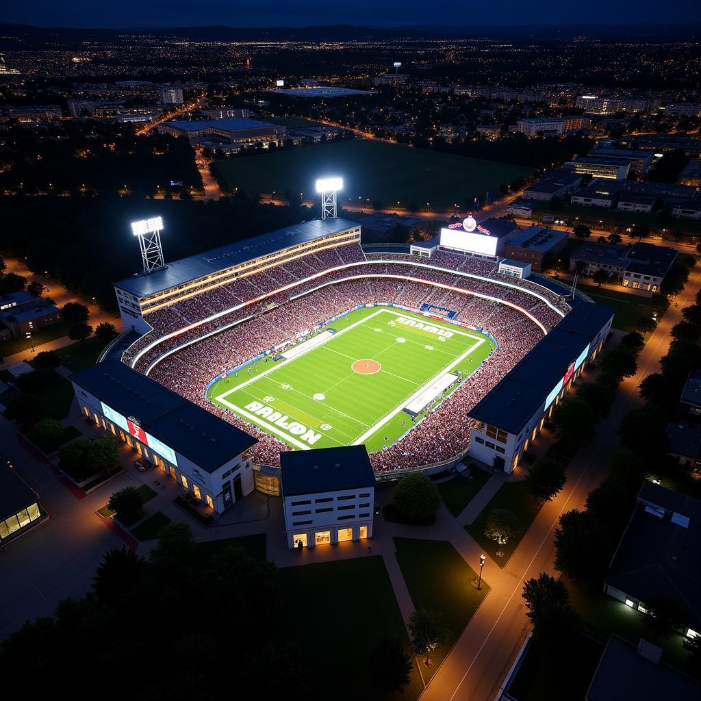 Aerial view of The Swamp during a night game