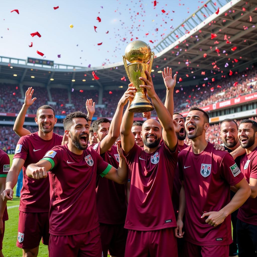 Qatar celebrates winning the AFC Asian Cup 2019