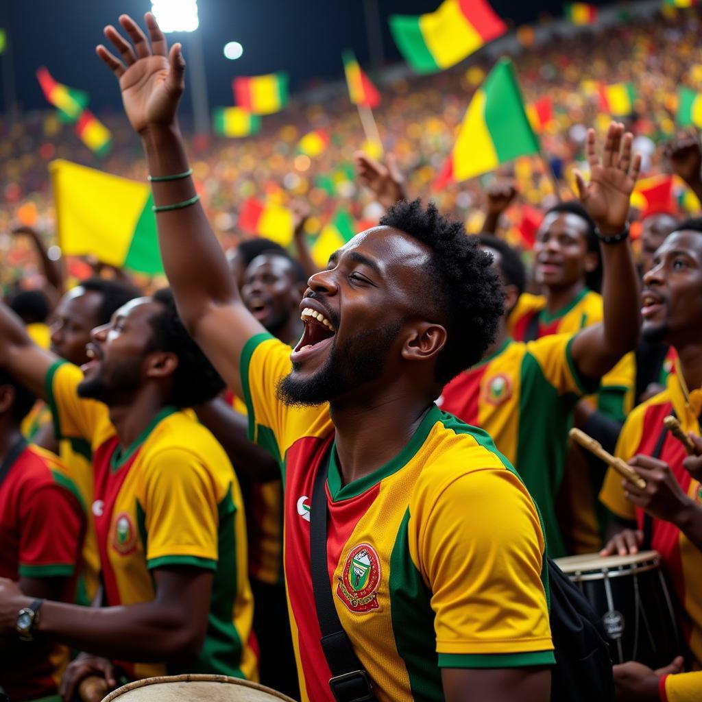 African Football Fans Celebrating a Goal