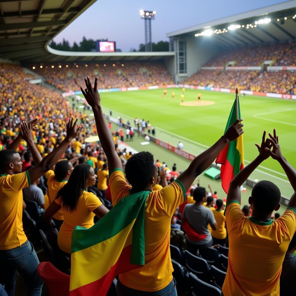 Fans celebrating a victory in the African Football League