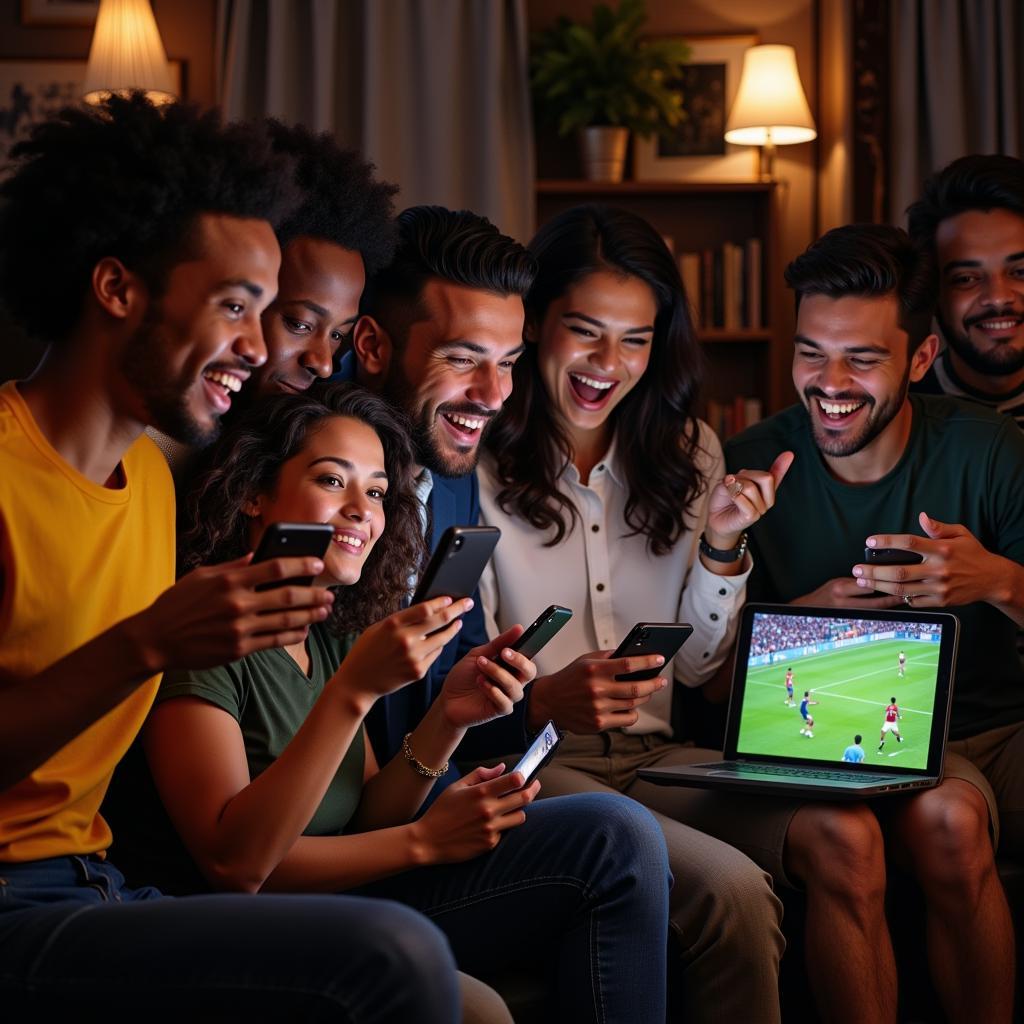 African Football Fans Watching Live Stream