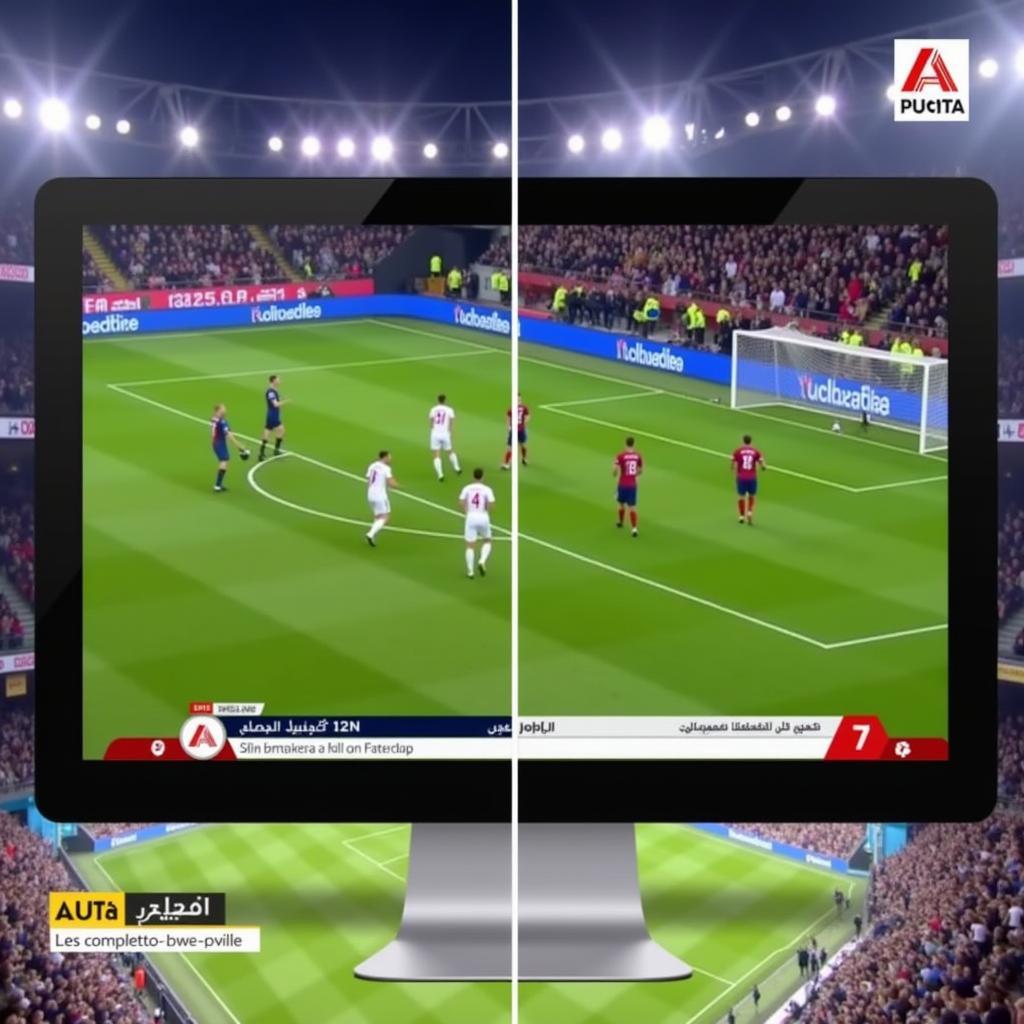 Al Jazeera Football Commentary Options: Showing screens with both Arabic and English commentary options.