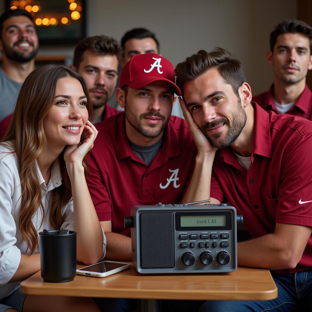 Alabama Crimson Tide Fans Listening to the Radio