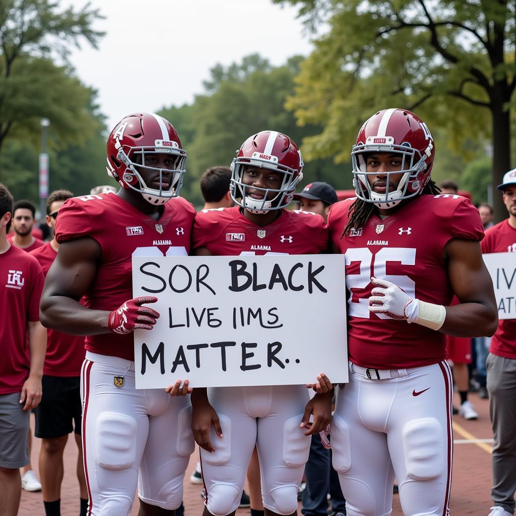 Alabama Football Players Participating in a Black Lives Matter Protest