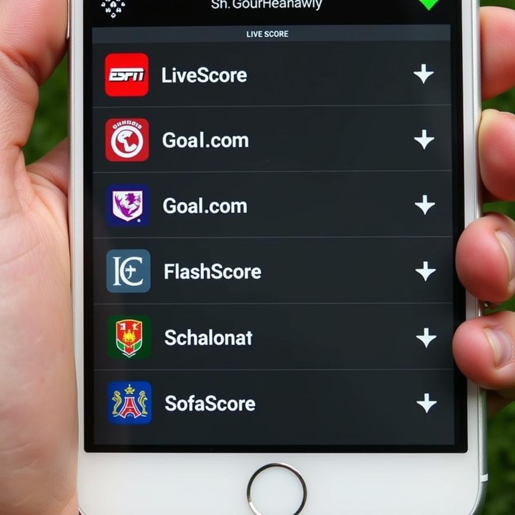 Various live score apps displayed on a smartphone