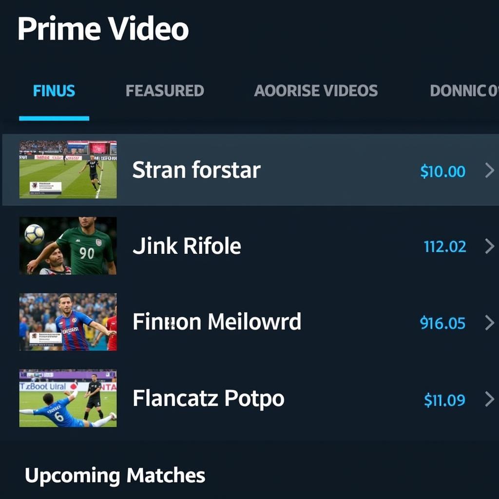 Amazon Prime Football Live Streaming Interface