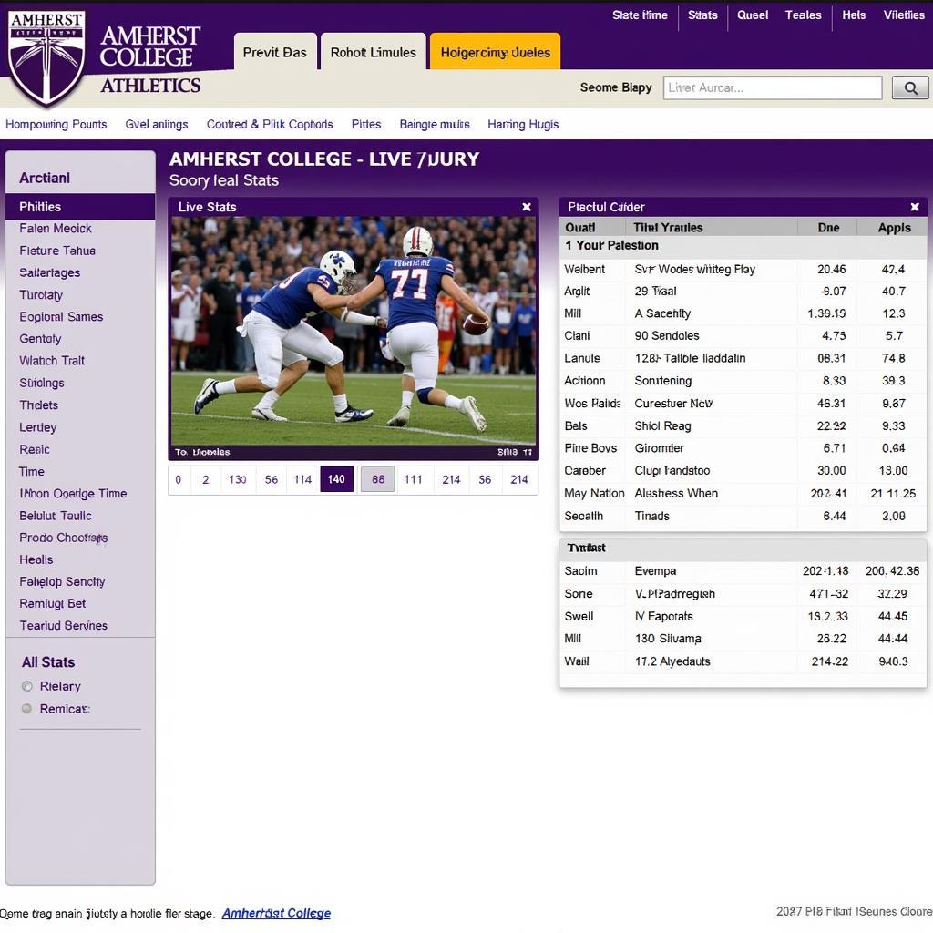 Amherst College Football Live Stats Website