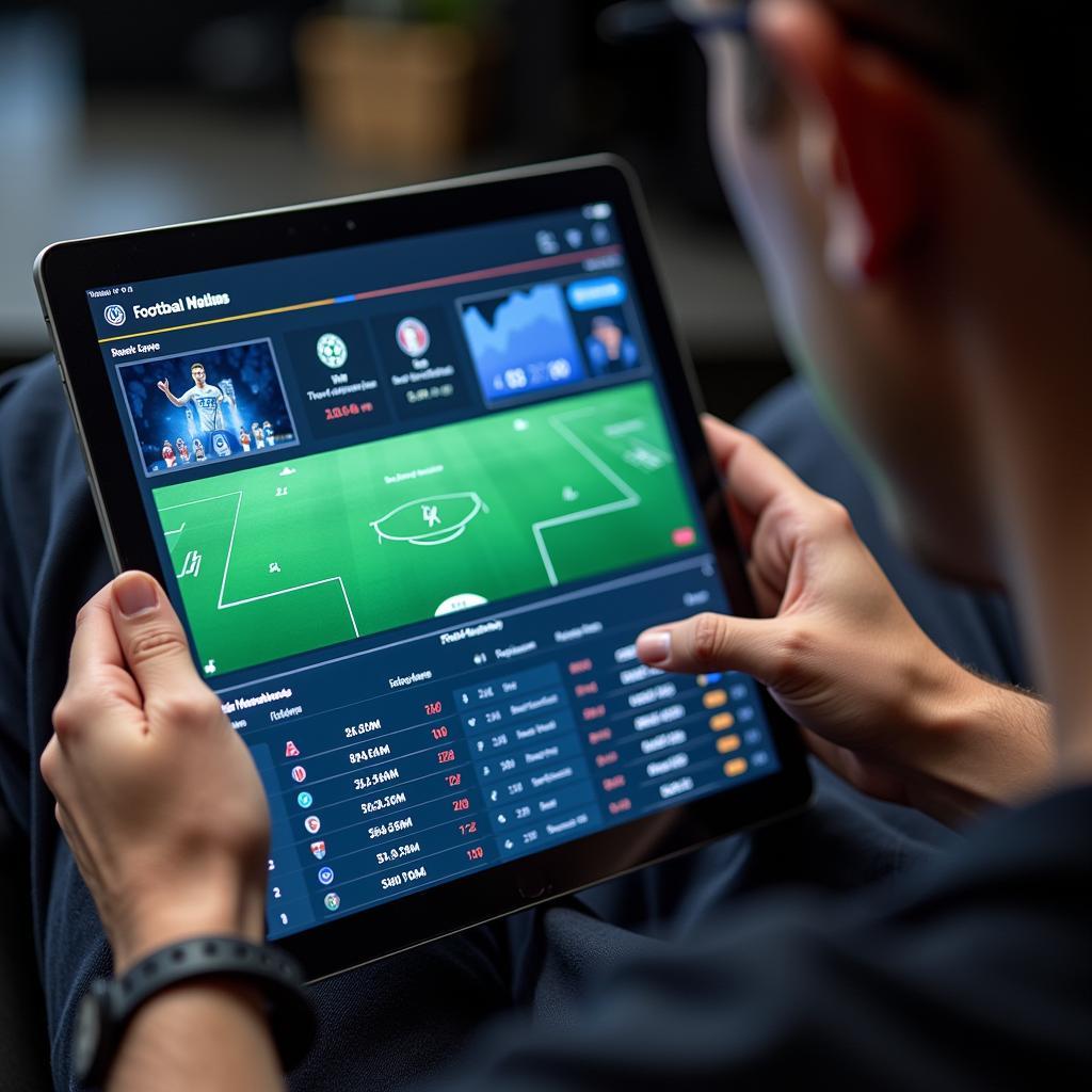 Analyzing live football scores for insights on a tablet