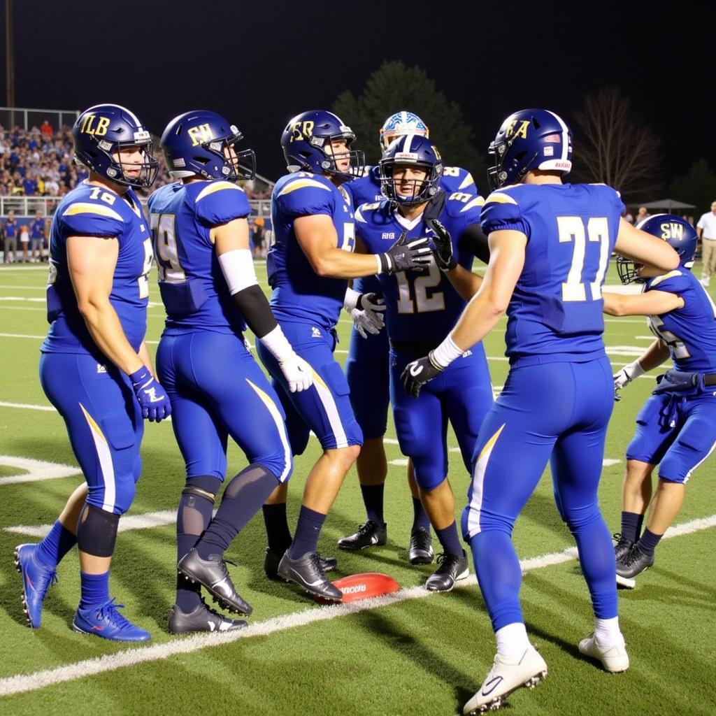 Archbishop Hoban football team celebrating a victory