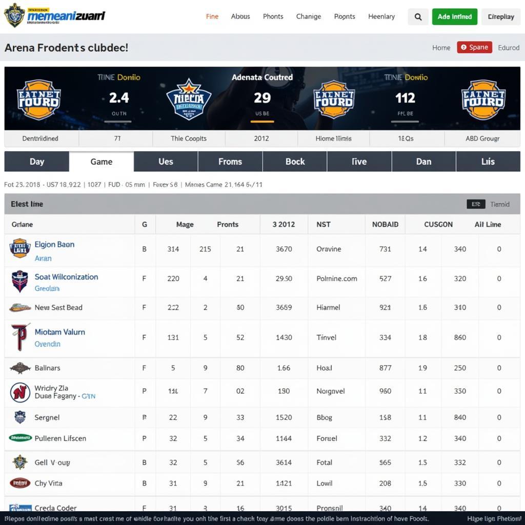 Arena Football Live Scoreboard Website