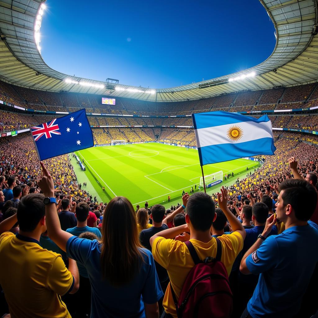 Argentina and Australia Football Fans and Atmosphere