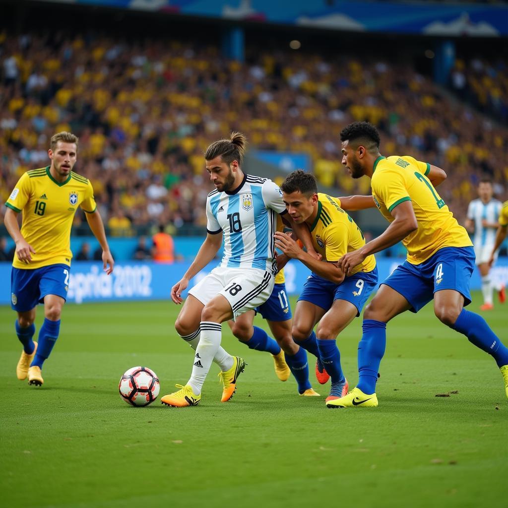 Argentina Brazil Rivalry 2023 - Intense Football Match