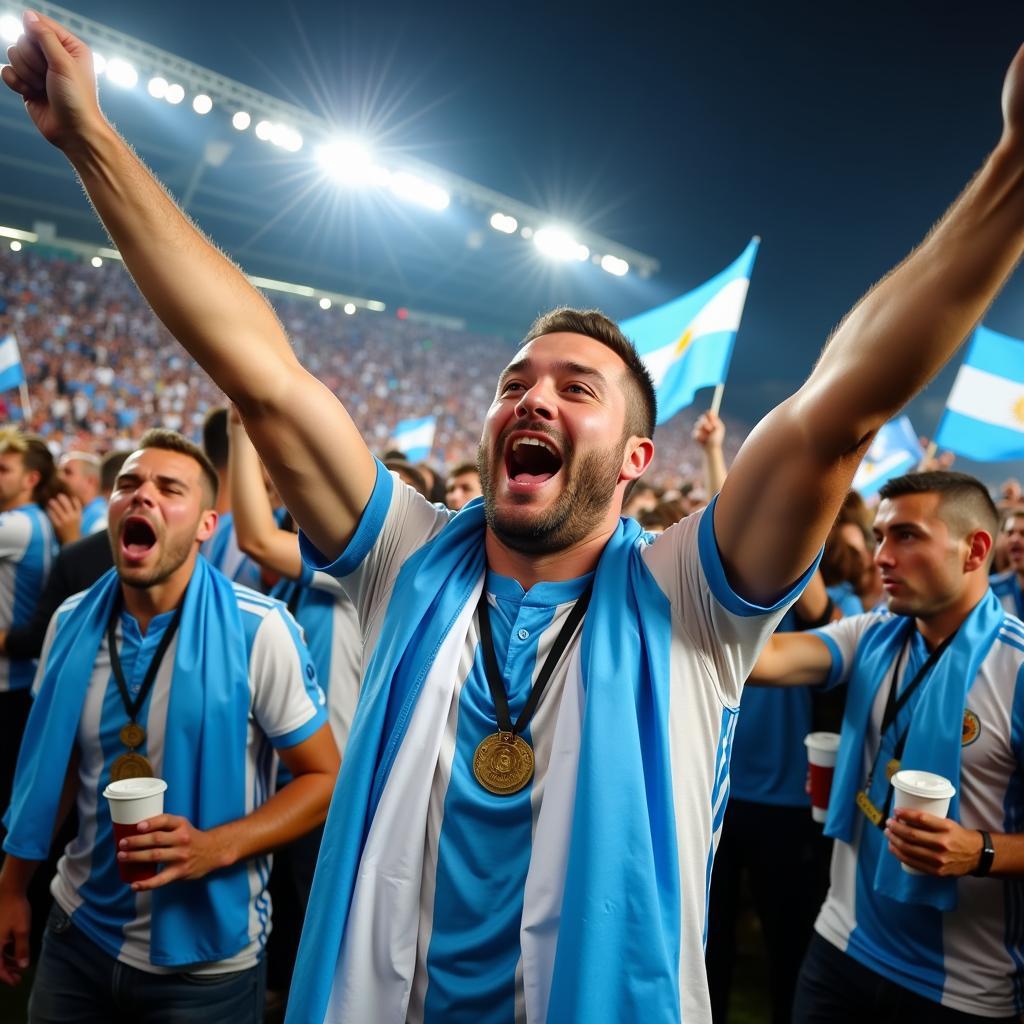 Argentina football fans celebrating a victory